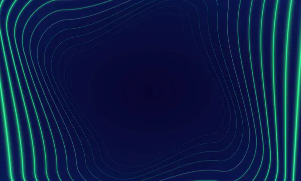 デジタル幾何学的要素抽象ベクトル背景 濃い青の背景 モダンなラインストライプ曲線抽象的な高級プレゼンテーションの背景 ネオンライティング宇宙活気に満ちた青のトンネル — ストックベクタ