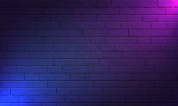 Nächtliche Ziegelmauer Lila Hintergrund Für Neonlichter Vektorillustration Backsteinmauer Hintergrund Die — Stockvektor