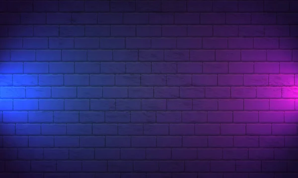 Ночная Кирпичная Стена Фиолетовый Фон Неоновых Огней Векторная Иллюстрация Фон — стоковый вектор