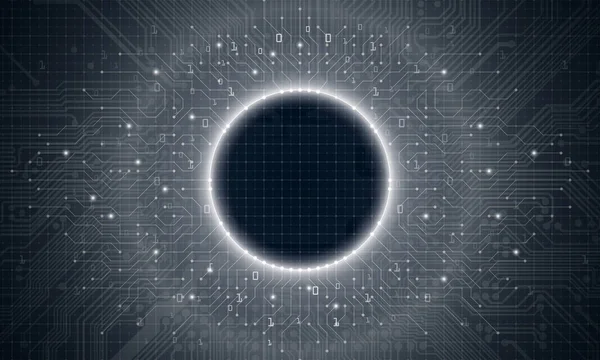 Цифровая Электрическая Цепь Круга Background Image Электрической Цепи Темно Синем — стоковый вектор