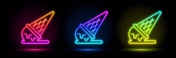 Umriss Neon Eis Stiel Symbol Leuchtendes Neon Eis Mit Stick — Stockvektor