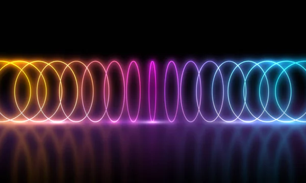 Neon Hintergrundkonzept Disco Neonlicht Hintergrund Darstellung Rote Und Blaue Runde — Stockvektor