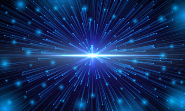 Hipertér Absztrakt Vektor Háttere Kék Neon Fények Hiperperzselt Mozgásának Csillaggörbületi — Stock Vector