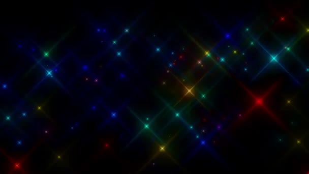 Цветные Светящиеся Звезды Петли Красивые Разноцветные Частицы Звёзд Ретро Стиле — стоковое видео