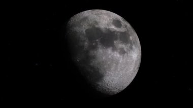 Ay 'ın evreleri, üç boyutlu sekiz dönen uydu, daire şeklinde bir animasyon yaratıyor. Karanlık bir geçmişi olan süper dolunay. Ve yeni ay, ayın döngüleri yıldızlı arka planda
