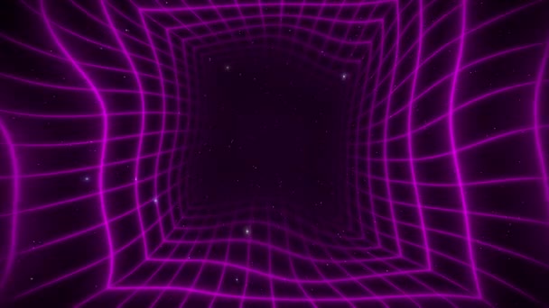 Universum Retro Futuristische Achtergrond Synthwave Draad Frame Netto Illustratie Kromming — Stockvideo