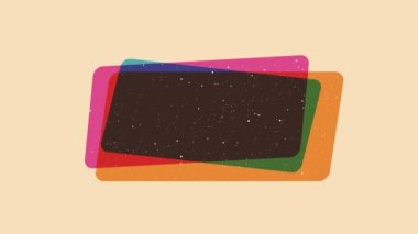 Riso izi efektli döngü animasyonu. Eski kare çerçeve elementi. 70 'lerin 80' lerin 90 'ların klasik dekorasyonu. Risografın estetiği ve eski usul. Derin uzay yüzeyleri. Başlık veya logo için yer