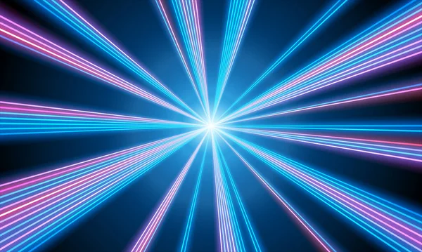 광속을 레이저 레이저 추상적인 분홍색 밖으로 움직입니다 광선은 중앙에 중앙에서 — 스톡 벡터