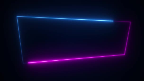 Cornice Luminosa Neon Animata Sfondo Laser Colorato Mostra Bordo Senza — Video Stock