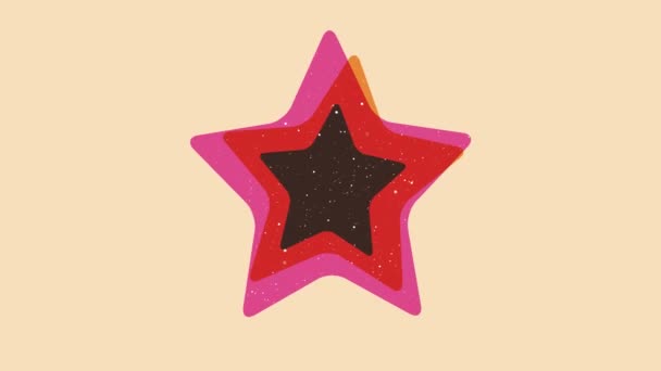 Loop Animation Med Riso Print Effekt Vintage Star Frame Element — Stockvideo