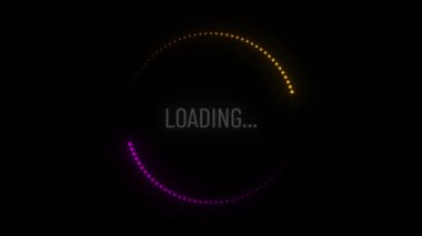 Çember yüzde şeması (metre) 0 'dan 100' e, kullanıcı arayüzü (UI) veya yükleme durumunun infografik göstergesi. Pasta grafiği şeklinde gösterge yükleniyor, yükleme işlemi canlandırılıyor