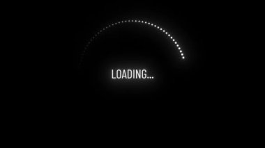 Çember yüzde şeması (metre) 0 'dan 100' e, kullanıcı arayüzü (UI) veya yükleme durumunun infografik göstergesi. Pasta grafiği şeklinde gösterge yükleniyor, yükleme işlemi canlandırılıyor