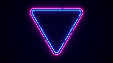 Mavi-pembe neon üçgen çerçeve şekilli animasyon, boş uzay, ultraviyole ışık, 80 'lerin retro tarzı, moda gösterisi sahnesi, soyut arka plan, aydınlatma çerçeve tasarımı. Soyut kozmik enerji