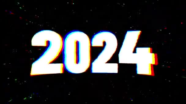 2024文字设计 2024年新年社交媒体帖子 问候卡 复古文字 80年代的老式风格 网络朋克风格 — 图库视频影像