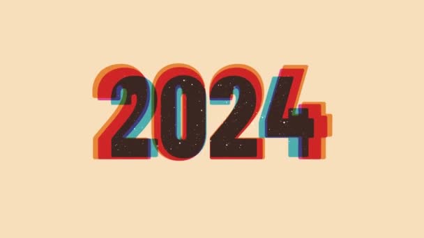 2024 New Year Frame Riso Print Effect Vintage Decoration 70S — Stock Video