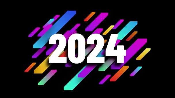 2024 Текстовый Дизайн Петля Типография Анимация Элемент Дизайна Нового Года — стоковое видео