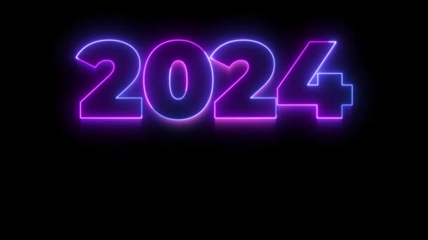 빛나는 2024 번호는 배경에 애니메이션을 반복했다 분홍색 레이저 2024 행복한 — 비디오