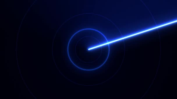 Volledig Scherm Neon Gloeien Radar Scherm Animatie Zwarte Achtergrond Bewegingsachtergrond — Stockvideo