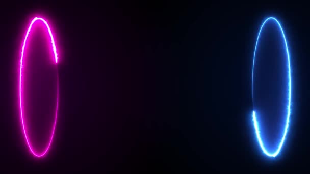Animation Blå Neon Led Lampa Ram Tomt Utrymme Ultraviolett Ljus — Stockvideo