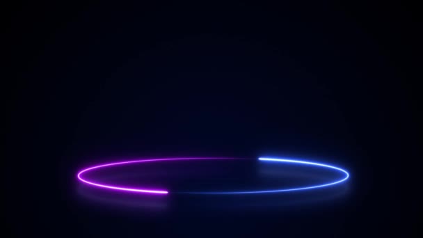 Animation Blå Neon Led Lampa Ram Tomt Utrymme Ultraviolett Ljus — Stockvideo