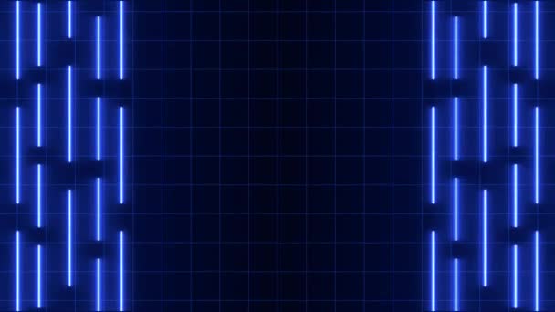 Moving Background Neon Rays Coordinate Grid Background Cyberpunk Retrowave Style — Stock Video