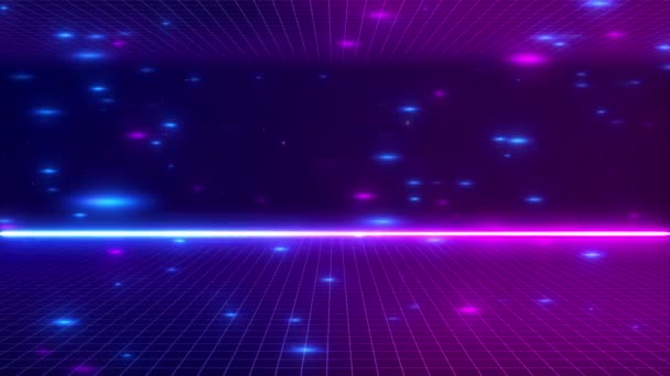 Universum Retro Futuristische Achtergrond Synthwave Draden Net Raster Abstracte Digitale — Stockvideo