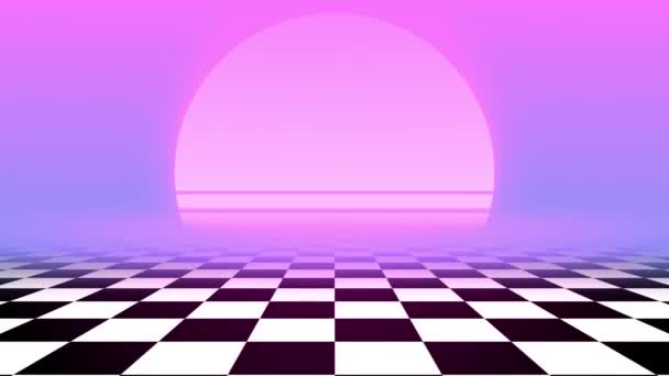 Retro Animated Background Black White Checkered Floor