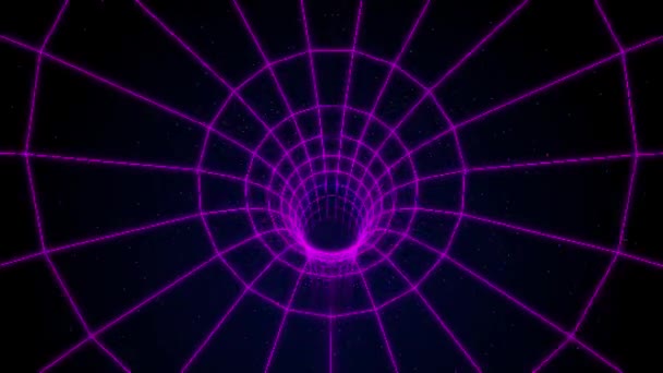 Universe Retro Futuristic Bit Alten Spielstil Synthwave Wireframe Net Warp — Stockvideo