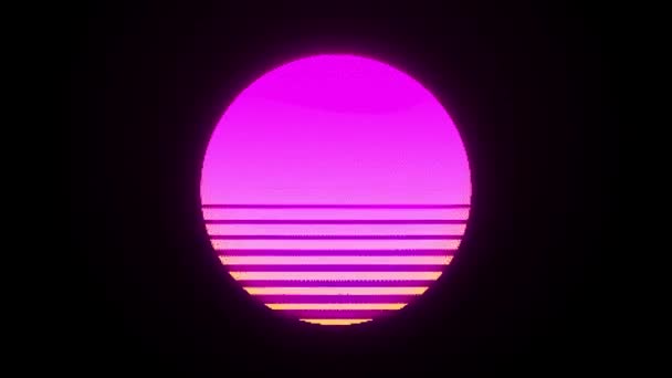 Retro Background Futuristic Sunset 1980S Style Digital Retro Landscape Cyber — Stock Video