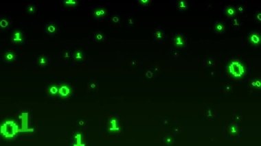 Piksel rakamları 0 ve 1 Loop animasyon tasarım elementi retro oyun tarzı, Sosyal Medya postası, ikili kod, Banner, Poster, Retro Metin Efekti, seksenlerin klasik tarzı, siber punk tarzı, piksel sanat