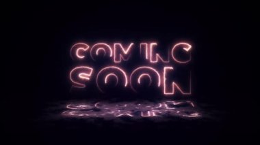 Kısa bir süre sonra neon ışıkları animasyonu bir sonraki iş konseptini tanıtacak. Sosyal ağınızda yeni markaları, yeni işleri tanıtmak için kullanın. Yangın ışıkları, ıslak zeminde yansıması olan maytaplar.