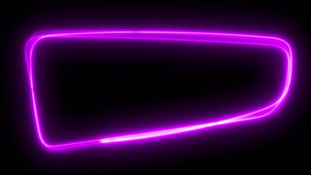 가벼운 효력을 직사각형 경로의 빛나는 네온선 레이저 네온은 어두운 배경에 — 비디오