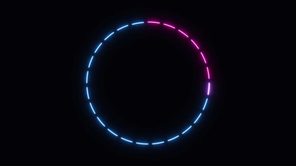 Geanimeerde Neon Gloeiende Cirkel Frame Kleurrijke Laser Tonen Naadloze Lus — Stockvideo