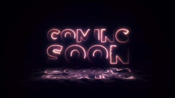 Curând Animația Lumini Neon Text Promovează Publicitatea Următorului Concept Afaceri — Videoclip de stoc