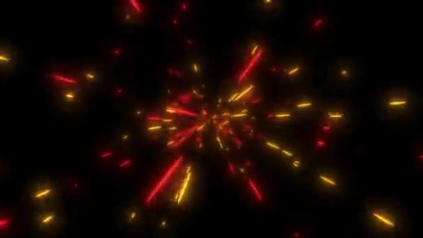 Kosmisk Hyperrymd Bakgrund Ljusets Hastighet Neonglödande Abstrakta Strålar Och Stjärnor — Stockvideo