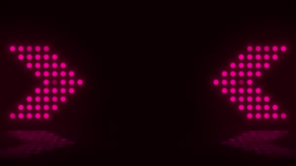Красная Неоновая Рамка Стрелками Пустое Пространство Ультрафиолетовый Свет Ретро Стиль — стоковое видео