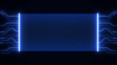 Devre tahtasında ve işlemci döngüsünde dijital veri hareket ediyor. Bilgisayar işleme ve düzenleme verileri. Soyut yüksek teknoloji yapay zeka (AI), veri, HUD, UI, GUI fütürist kullanıcı arayüzü