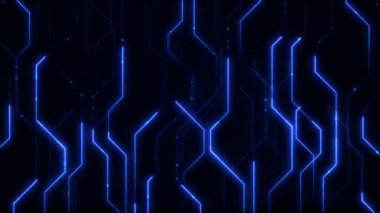 Devre tahtasında ve işlemci döngüsünde dijital veri hareket ediyor. Bilgisayar işleme ve düzenleme verileri. Soyut yüksek teknoloji yapay zeka (AI), veri madenciliği, modern bilgisayar teknolojisi yüzeyi
