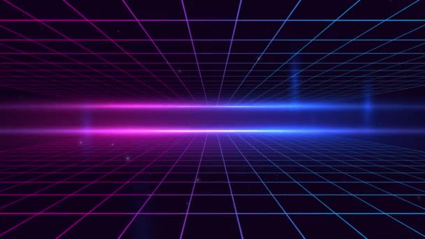 Universe Retro Futuristic Background Synthwave Wireframe Net Grid Abstract Digital — Stock Video