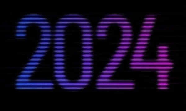 Nummer Året 2024 Retro Plotter Stil Vektor Halvton Stil 2024 — Stock vektor