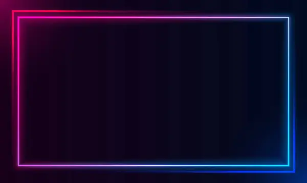 Vector Render Quadrado Brilhando Escuro Luz Néon Azul Rosa Iluminar — Vetor de Stock