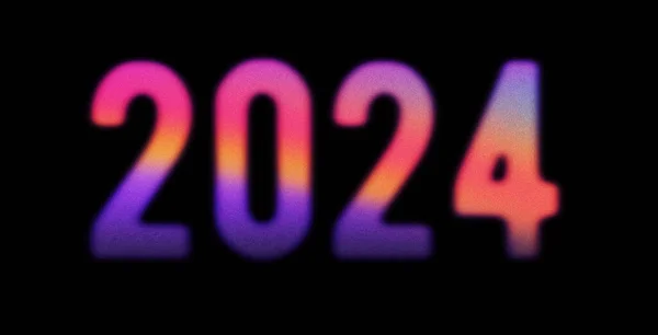 Beautiful color gradient new year 2024 digits with noise. Abstract pastel holographic blurred grainy gradient banner background texture Colorful digital grain soft noise effect Nostalgia, vintage, retro