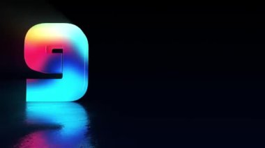 4K Neon 10 'lar geri sayım. Ultraviyole neon numaraları dönen ve dönen 3D animasyon, 10 'dan 1' e geri sayım. En iyi 10 geri sayım, 10 'dan 1' e yansıtıcı tabanlı neon gradyan ışık sayıları