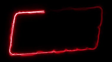 Kusursuz döngü animasyon dikdörtgen kare 4K video hareketi grafiği. Canlandırılmış sınırlar parlayan neon ışıkları çerçevesi. soyut yıldırım neon dikdörtgen çerçeve çizgi animasyonu. Şimşek Yıldırımı