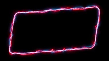 Kusursuz döngü animasyon dikdörtgen kare 4K video hareketi grafiği. Canlandırılmış sınırlar parlayan neon ışıkları çerçevesi. soyut yıldırım neon dikdörtgen çerçeve çizgi animasyonu. Şimşek Yıldırımı