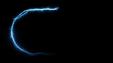 Kusursuz döngü animasyon dairesi kare 4K video hareketi grafiği. Canlandırılmış sınırlar parlayan neon ışıkları çerçevesi. Soyut yıldırım neon çerçeve çizgi animasyonu. Şimşek Yıldırımı