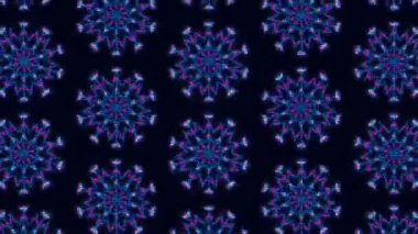 VHS tarzında parlak neon kar taneleri veya piksel ekran, Noel veya yeni yıl için VJ ekran koruyucu, tebrik ve tatiller için. 80 'lerin modası geçmiş Noel tatili müzikleri.