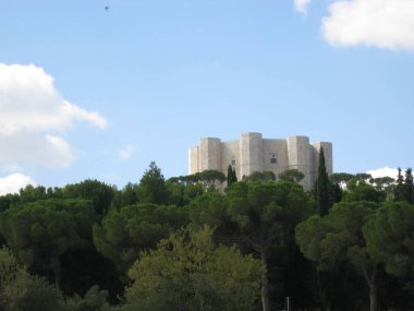 Güneşli bir günde çekilen antik Castel del Monte