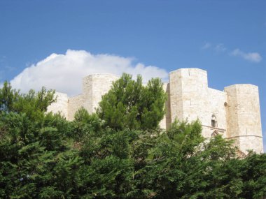 Güneşli bir günde çekilen antik Castel del Monte