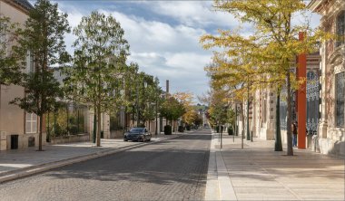 Epernay, Champagne, France - 13 Ekim 2024 - Epernay 'deki birçok ünlü Şampanya Evi için Şampanya Bulvarı